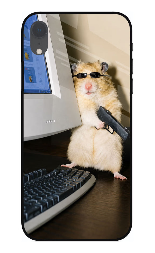 Hacker Hamster iPhone XR Glass Case