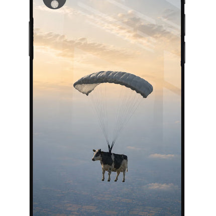 Skydiving Cow iPhone XR Glass Case