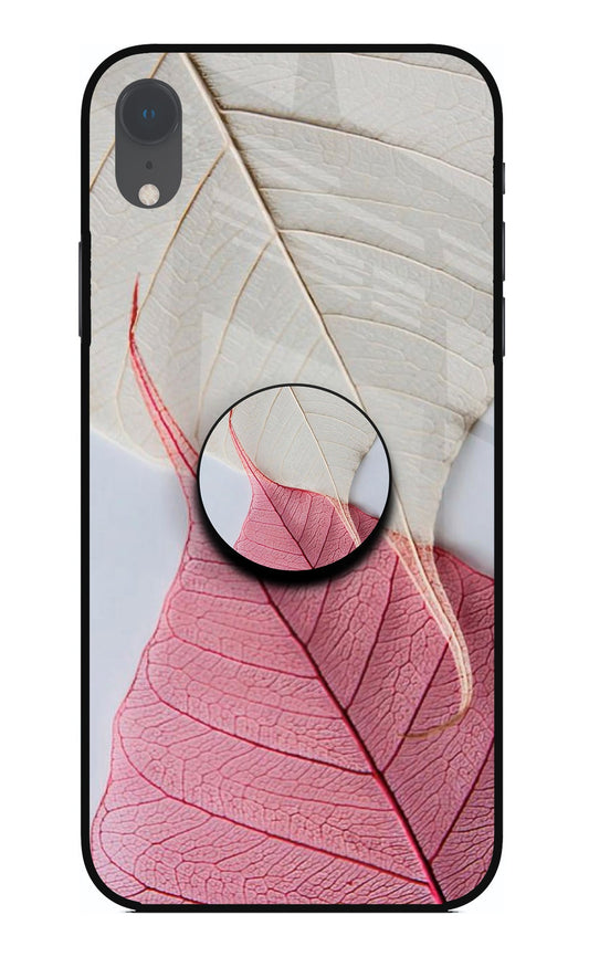 White Pink Leaf iPhone XR Glass Case