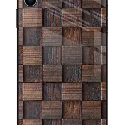 Wooden Cube Design iPhone XS Max Glass Case Back Cover by Casekaro