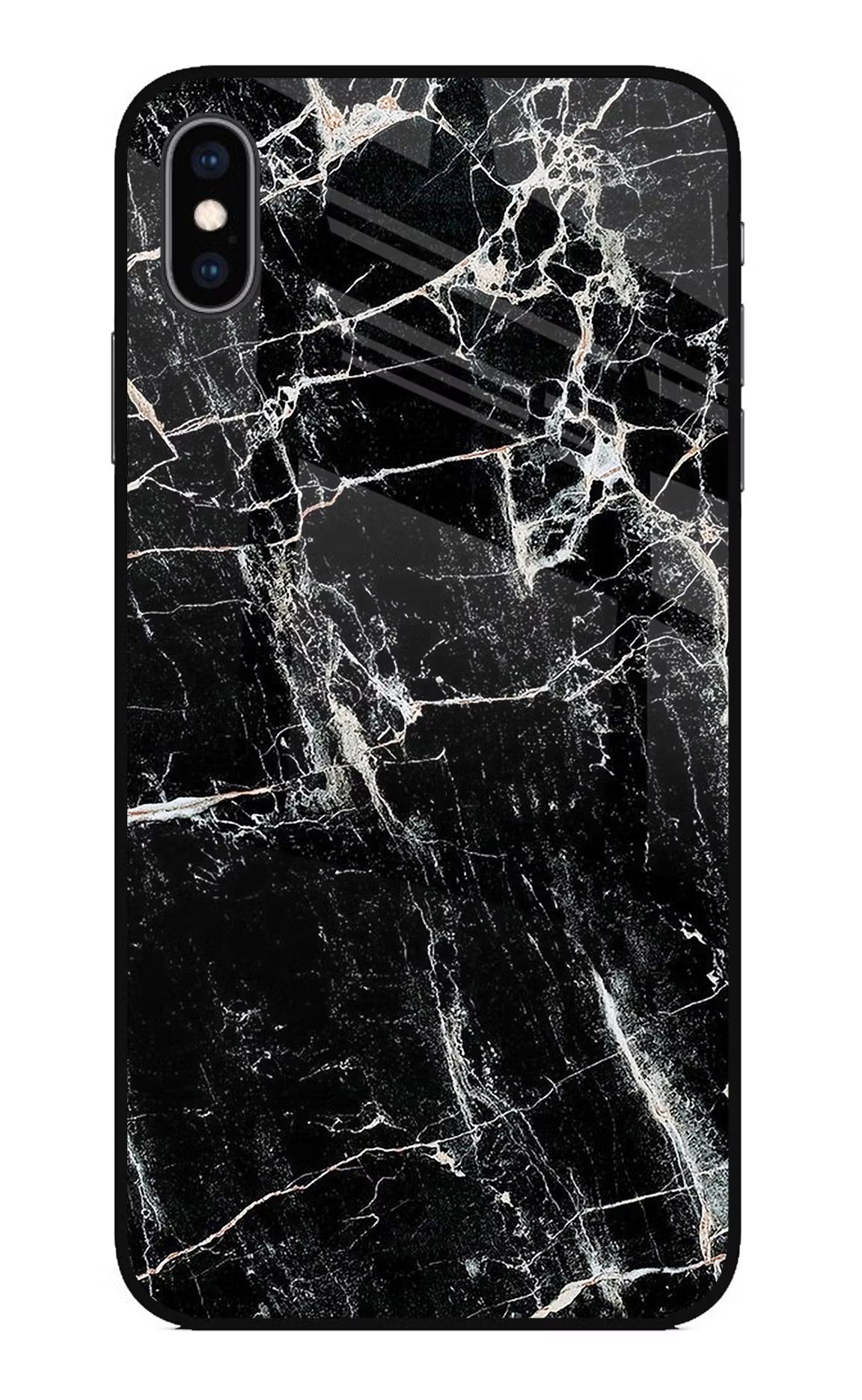 Black Marble Texture iPhone XS Max Glass Case Back Cover by Casekaro