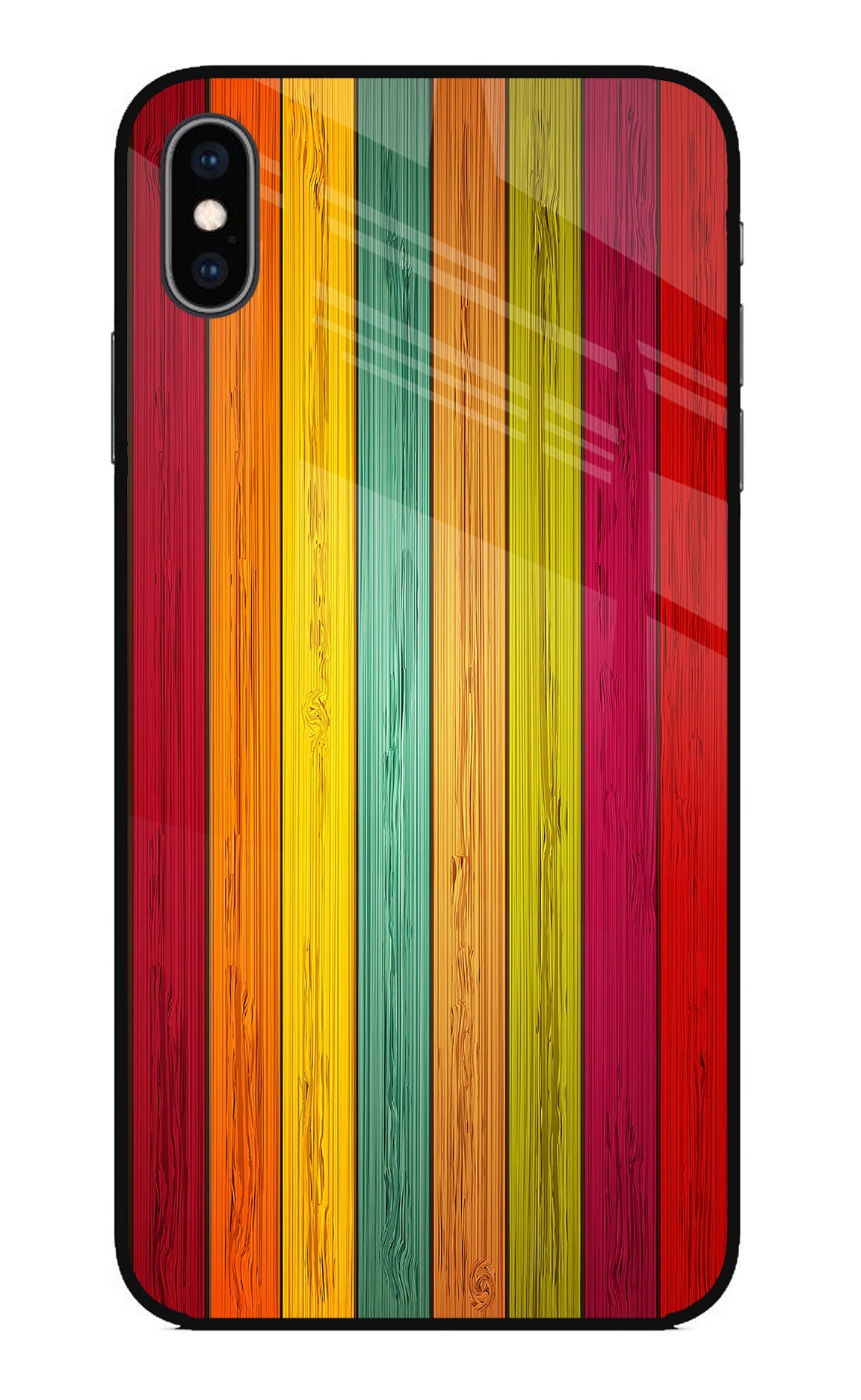 Multicolor Wooden iPhone XS Max Glass Case
