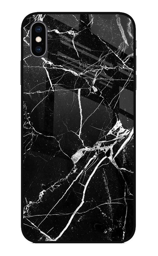 Black Marble Pattern iPhone XS Max Glass Case