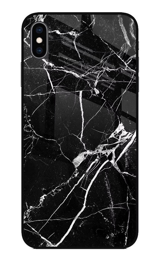 Black Marble Pattern iPhone XS Max Glass Case