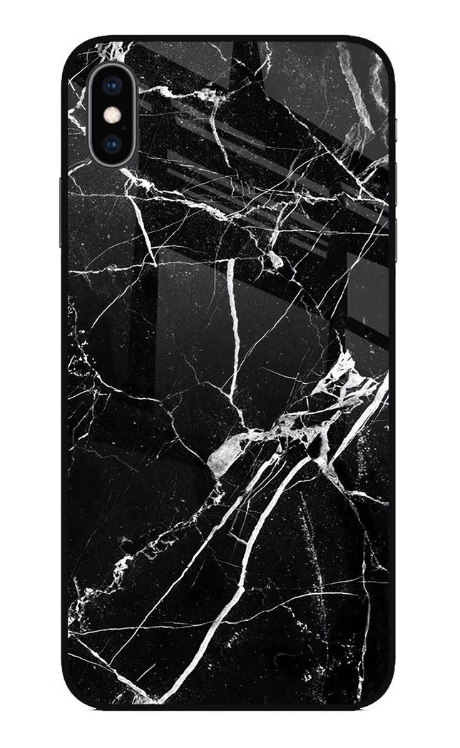Black Marble Pattern iPhone XS Max Glass Case