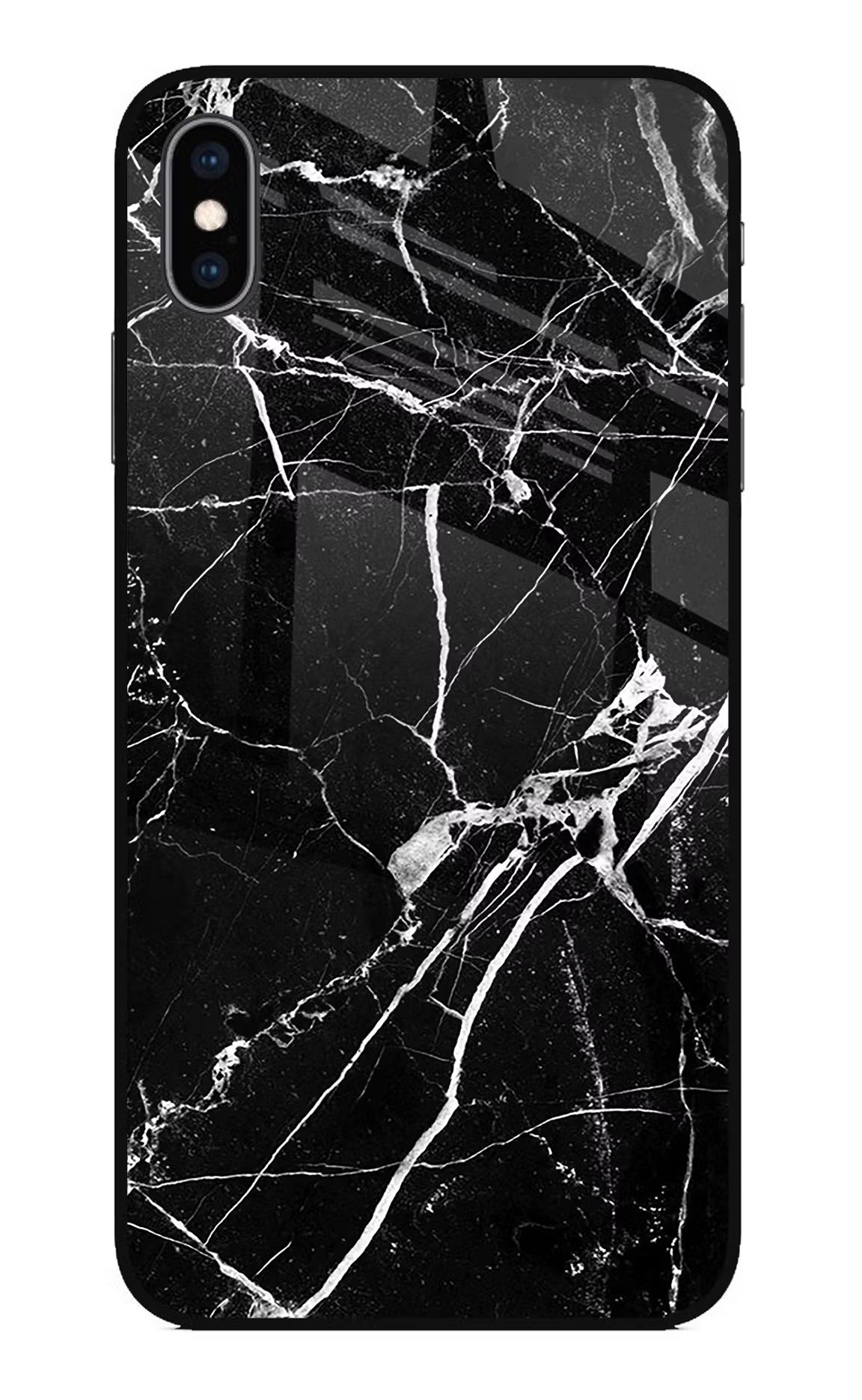 Black Marble Pattern iPhone XS Max Glass Case Back Cover by Casekaro