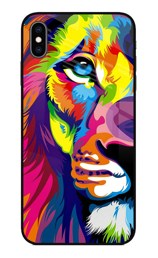 Lion Half Face iPhone XS Max Glass Case