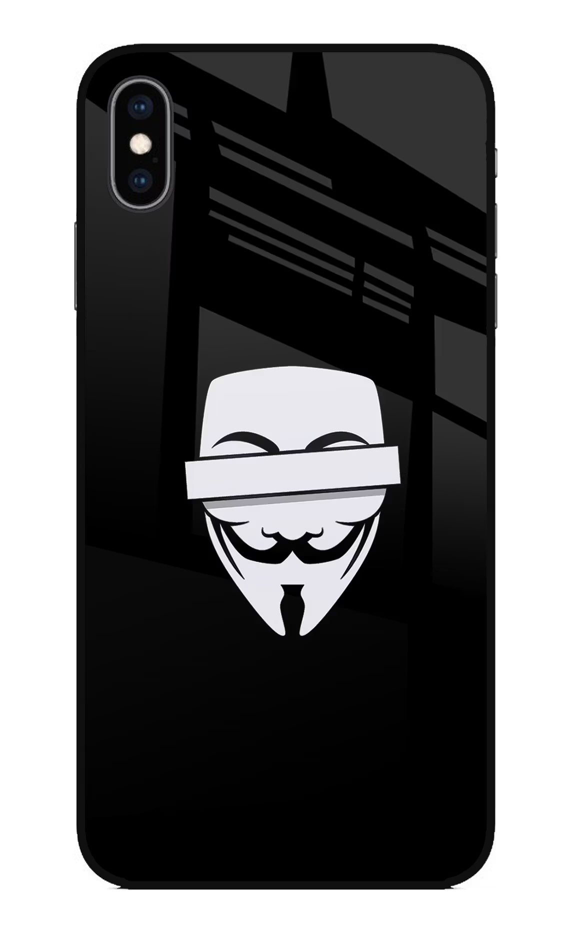 Anonymous Face iPhone XS Max Glass Case Back Cover by Casekaro