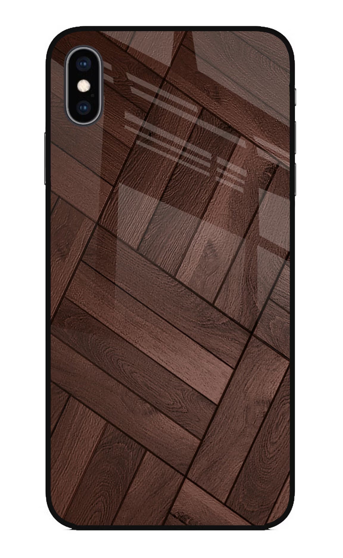 Wooden Texture Design iPhone XS Max Glass Case Back Cover by Casekaro