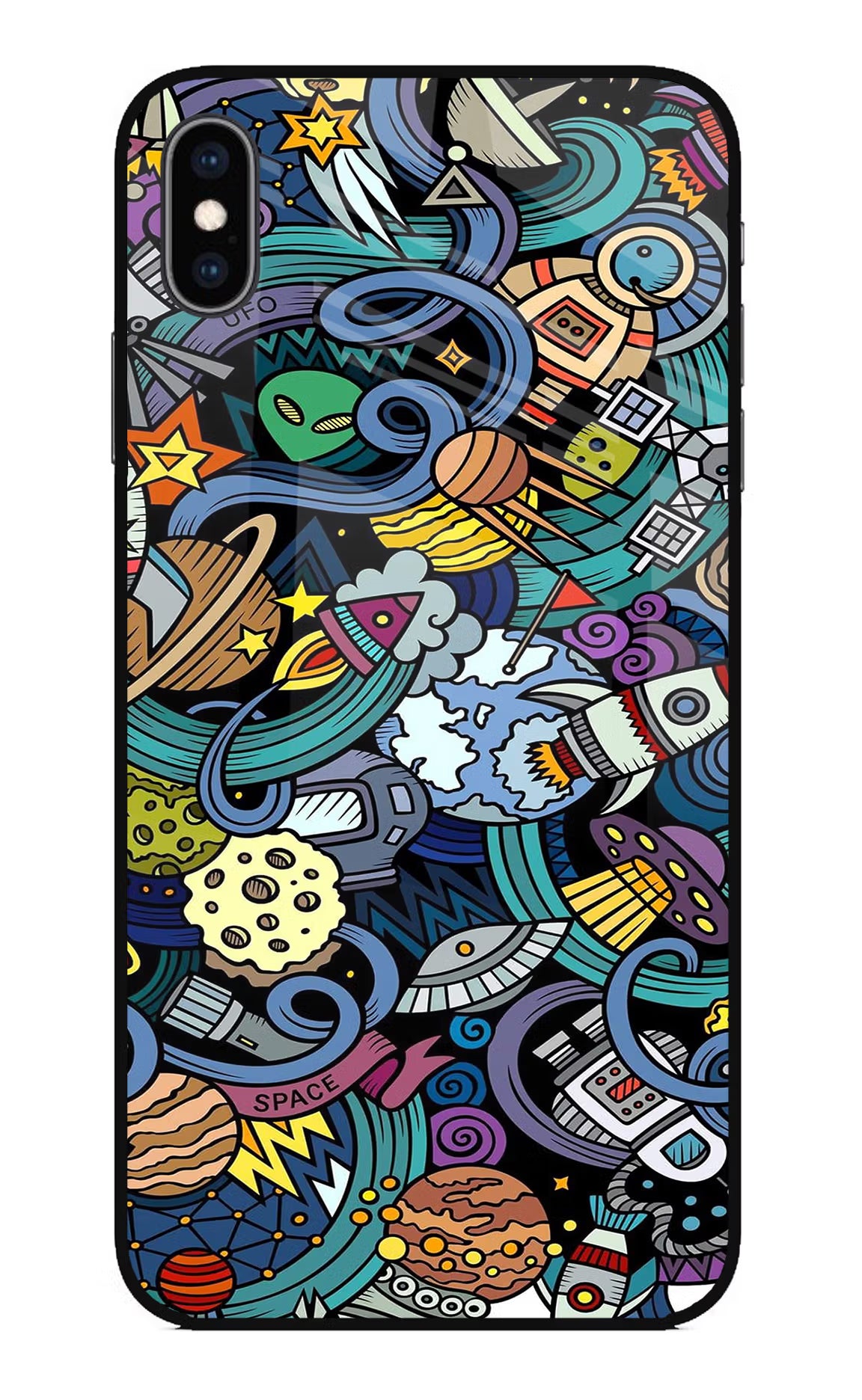 Space Abstract iPhone XS Max Glass Case Back Cover by Casekaro