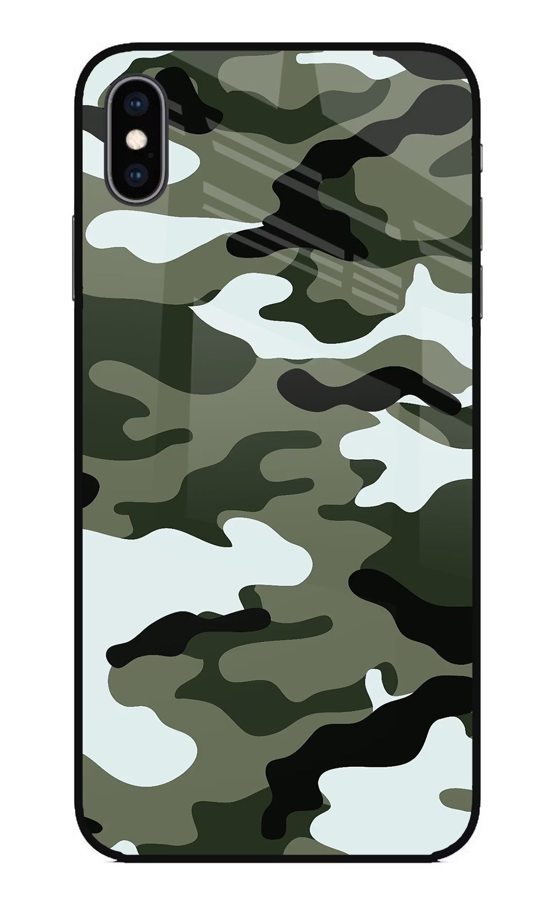 Camouflage iPhone XS Max Glass Case Back Cover by Casekaro