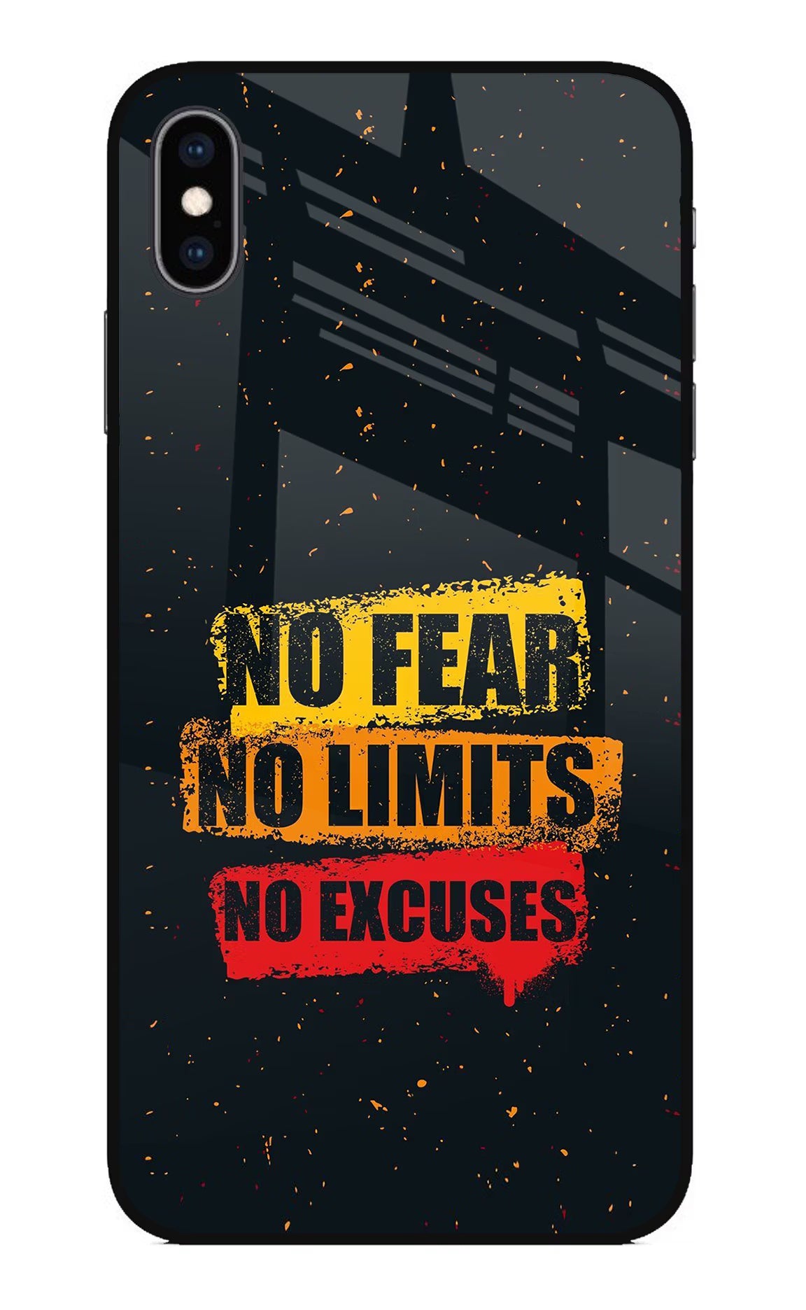 No Fear No Limits No Excuse iPhone XS Max Glass Case Back Cover by Casekaro