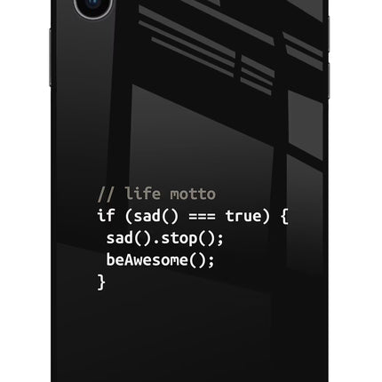 Life Motto Code iPhone XS Max Glass Case Back Cover by Casekaro