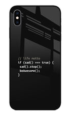 Life Motto Code iPhone XS Max Glass Case Back Cover by Casekaro