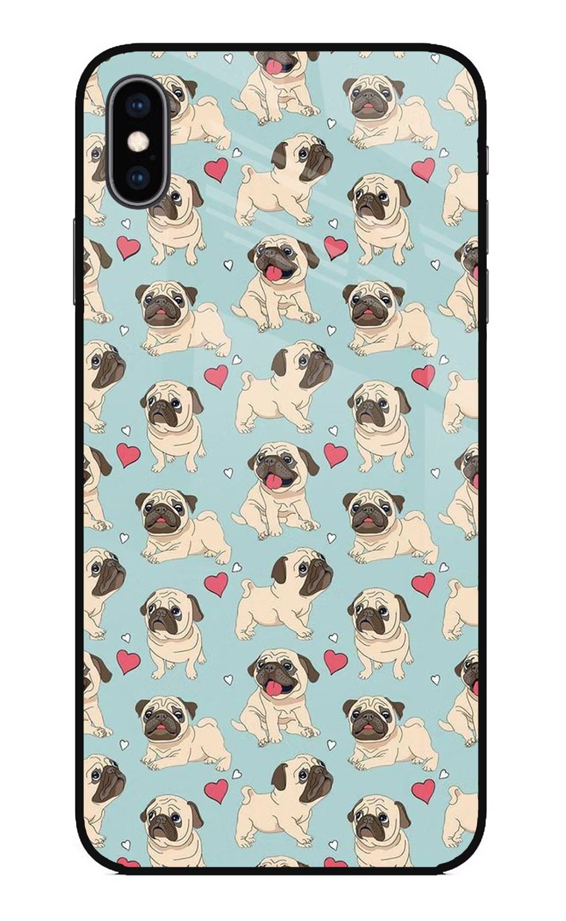 Pug Dog iPhone XS Max Glass Case Back Cover by Casekaro