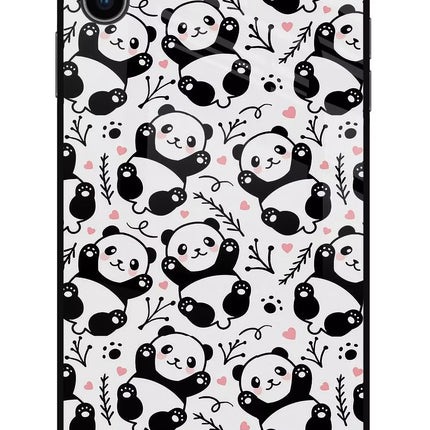 Cute Panda iPhone XS Max Glass Case Back Cover by Casekaro