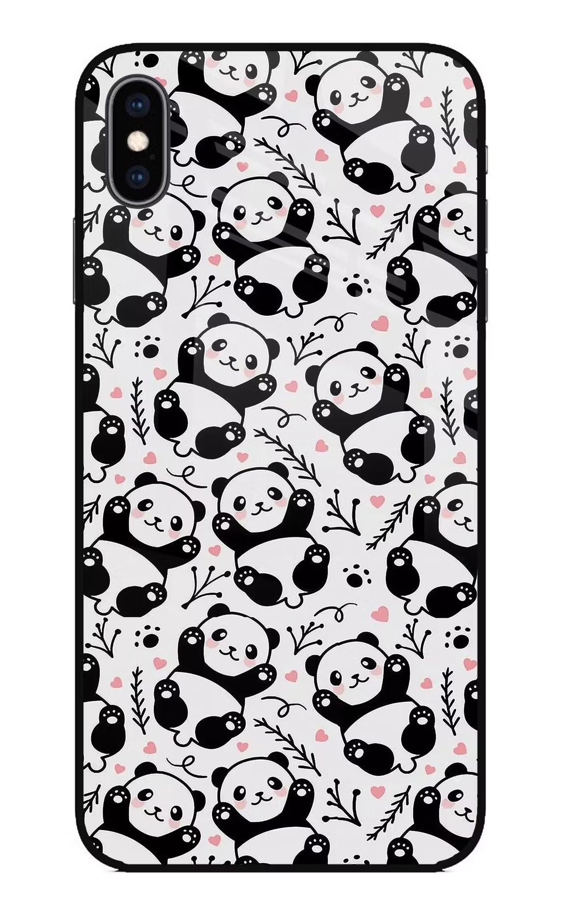 Cute Panda iPhone XS Max Glass Case Back Cover by Casekaro