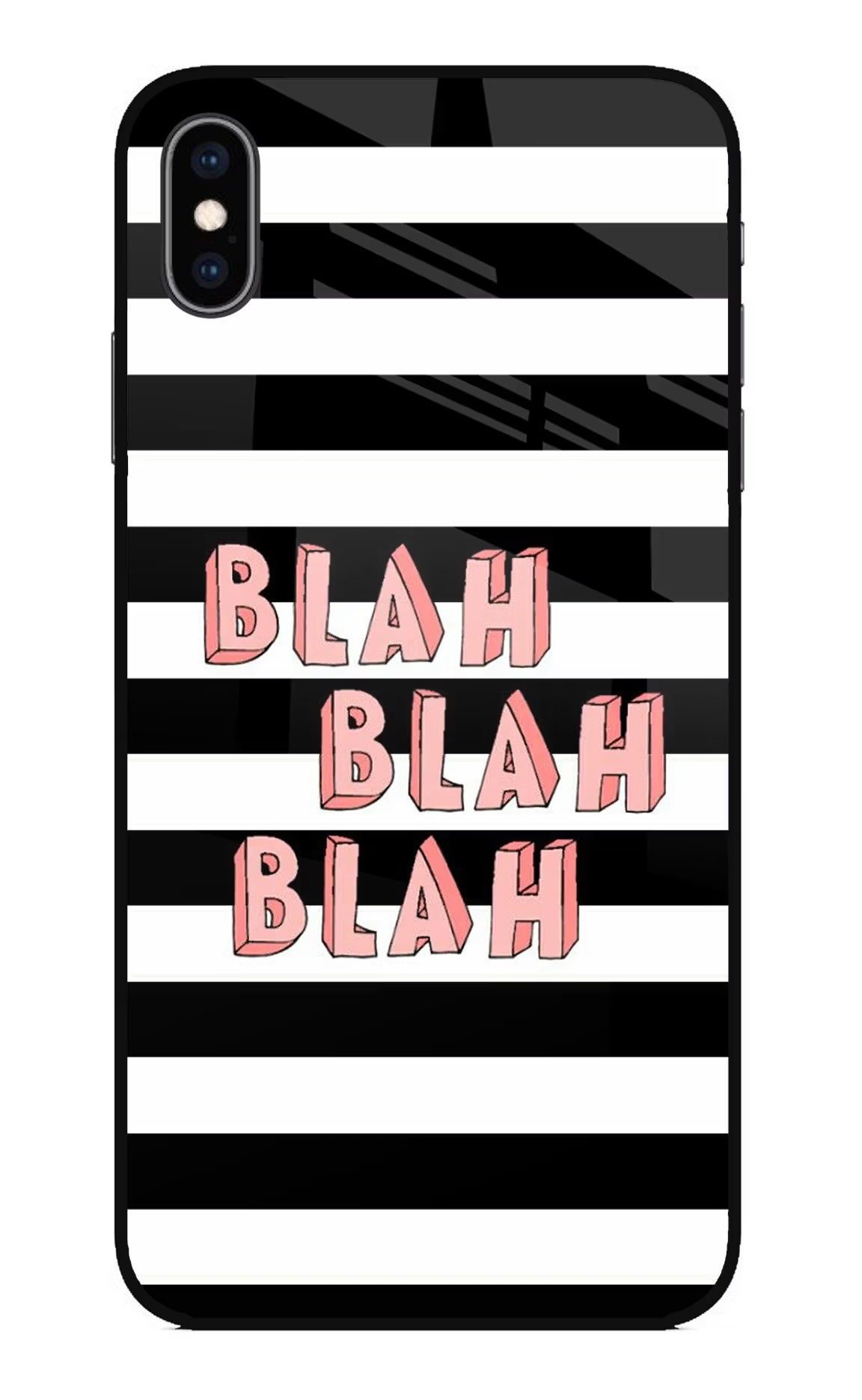 Blah Blah Blah iPhone XS Max Glass Case Back Cover by Casekaro