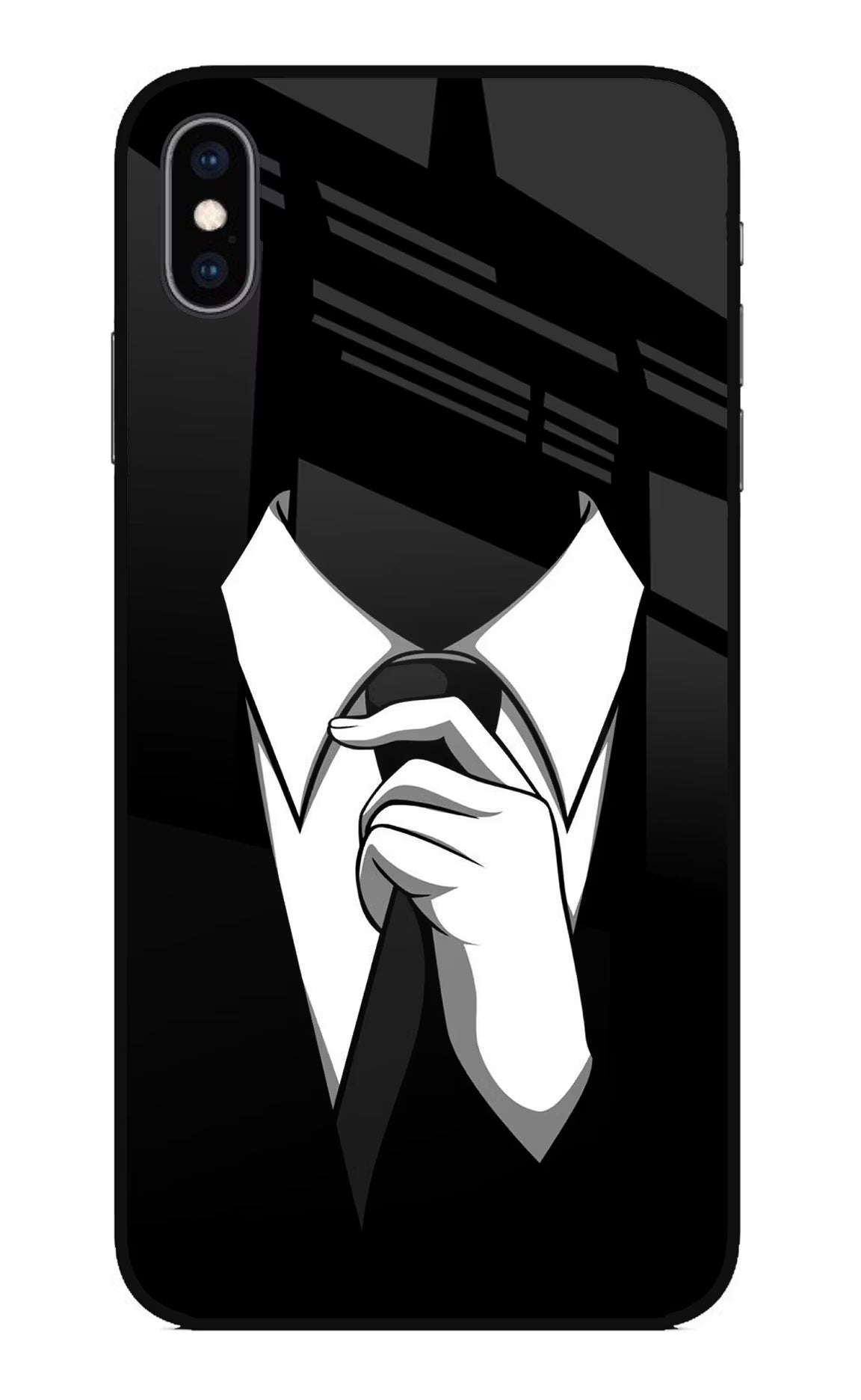 Black Tie iPhone XS Max Glass Case Back Cover by Casekaro