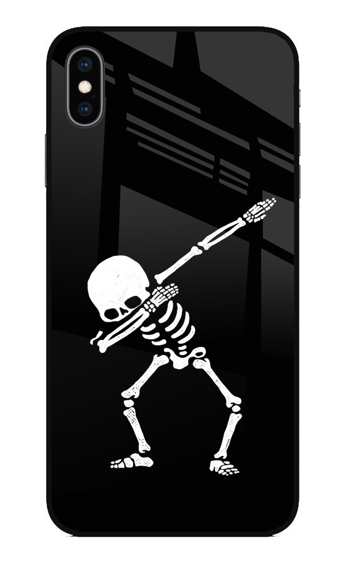 Dabbing Skeleton Art iPhone XS Max Glass Case