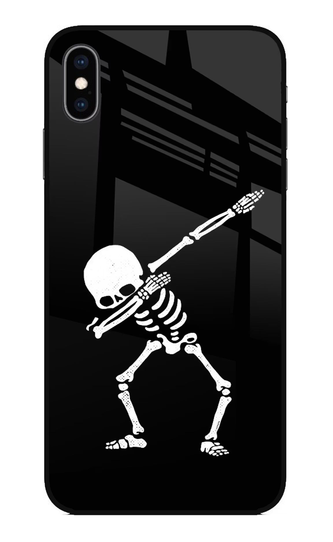 Dabbing Skeleton Art iPhone XS Max Glass Case Back Cover by Casekaro