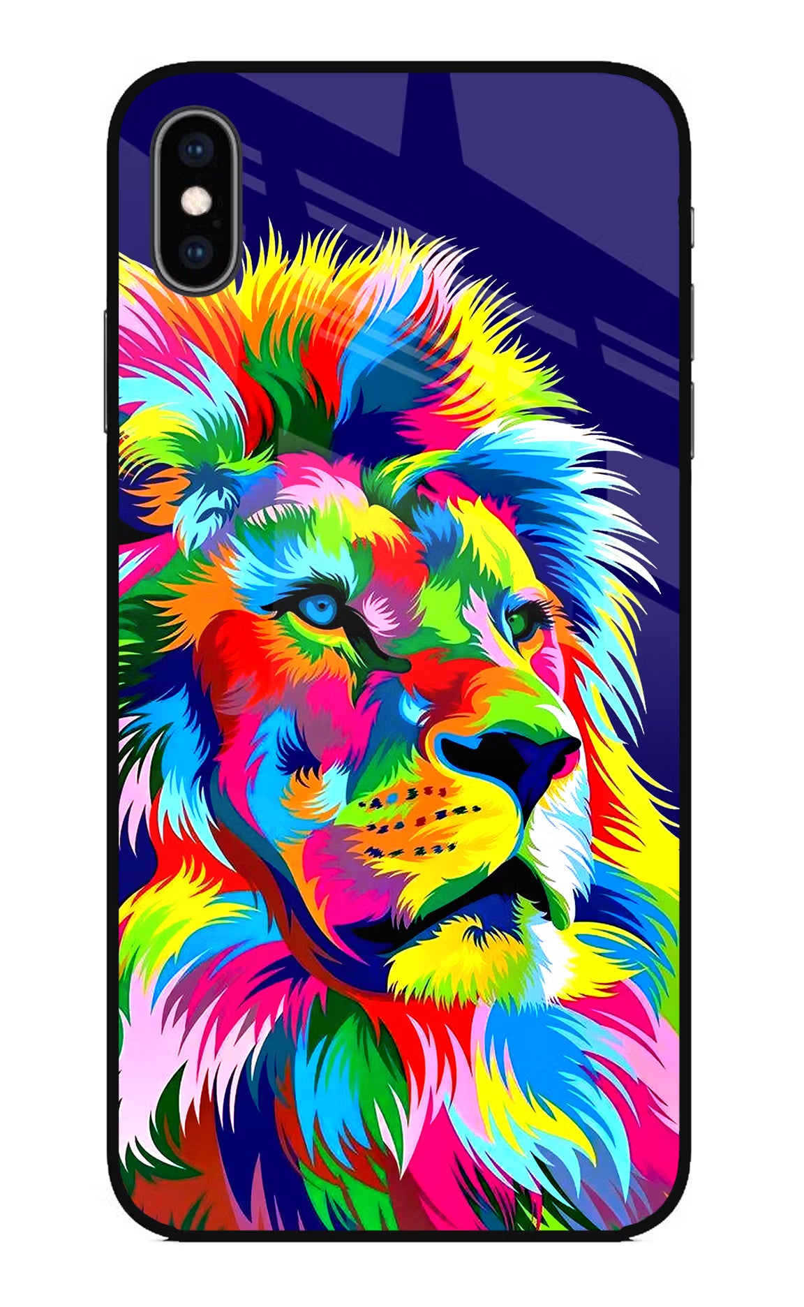 Vector Art Lion iPhone XS Max Glass Case Back Cover by Casekaro