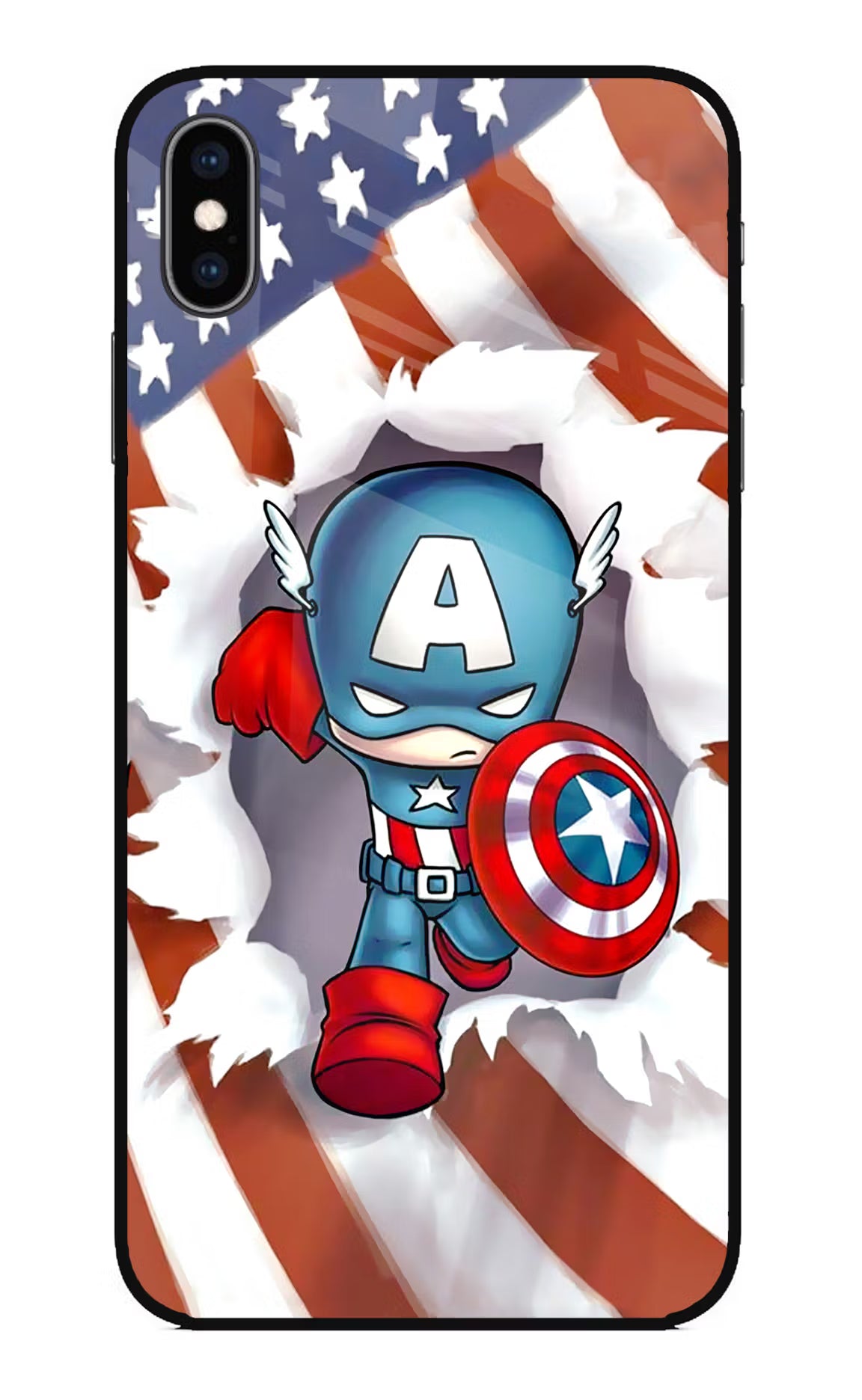 Captain America iPhone XS Max Glass Case Back Cover by Casekaro