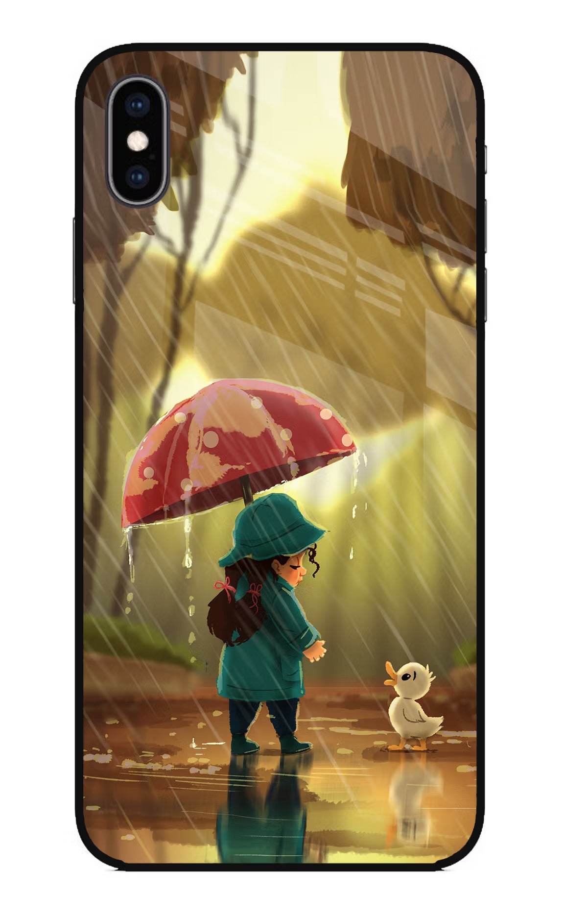 Rainy Day iPhone XS Max Glass Case Back Cover by Casekaro