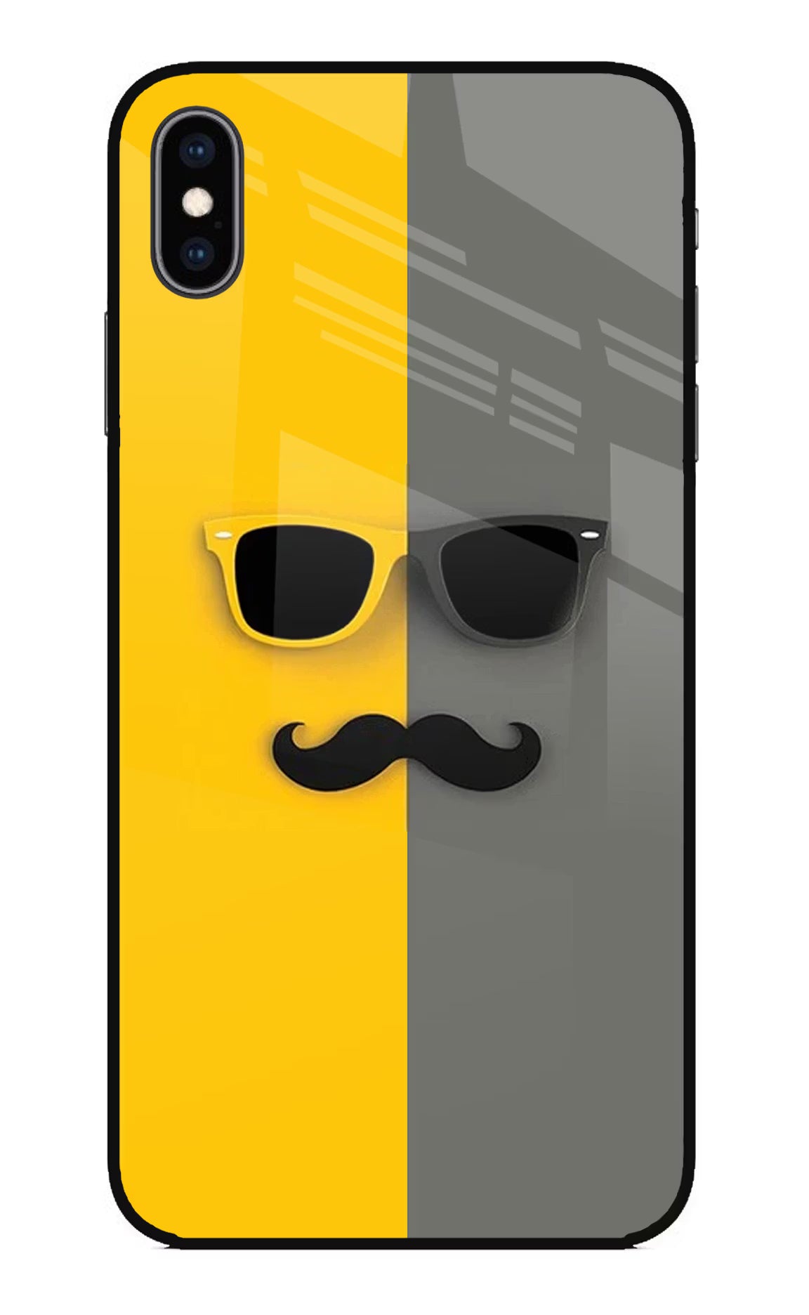 Sunglasses with Mustache iPhone XS Max Glass Case Back Cover by Casekaro