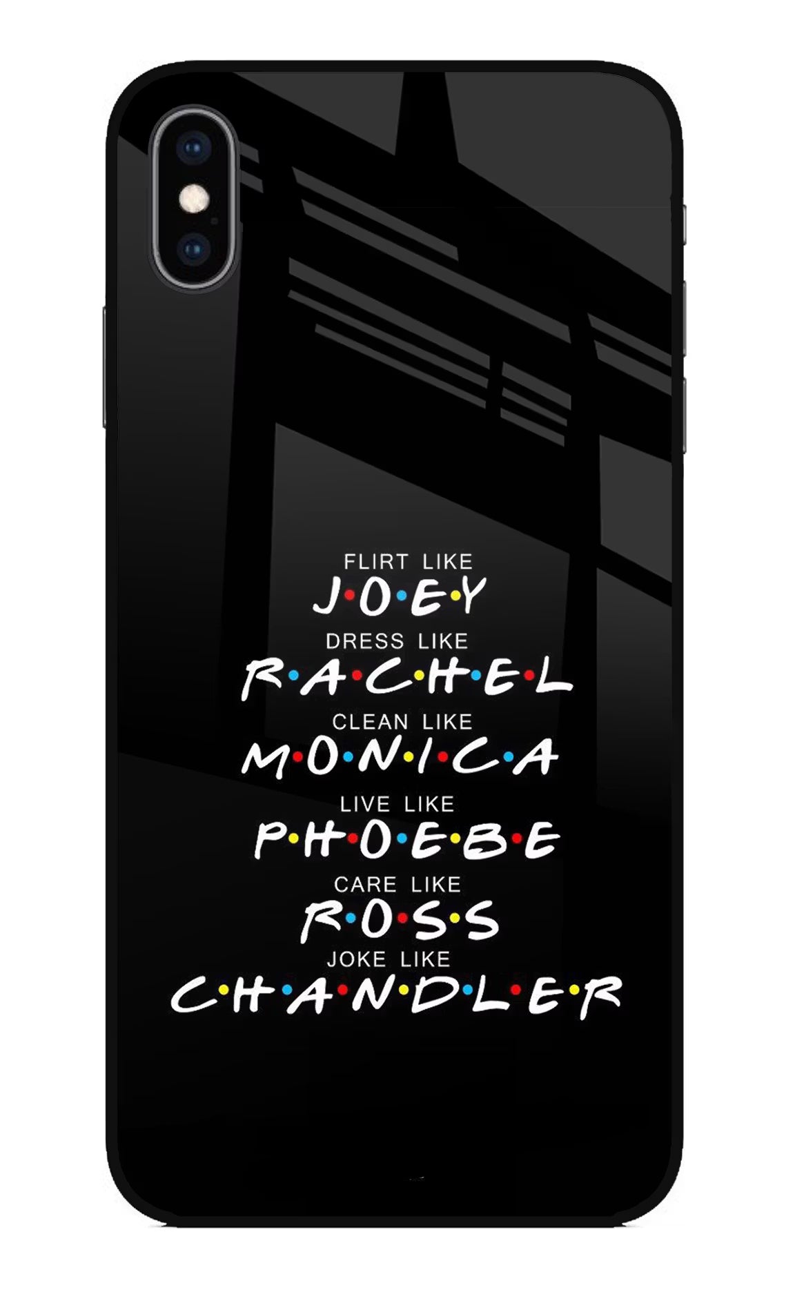 FRIENDS Character iPhone XS Max Glass Case Back Cover by Casekaro