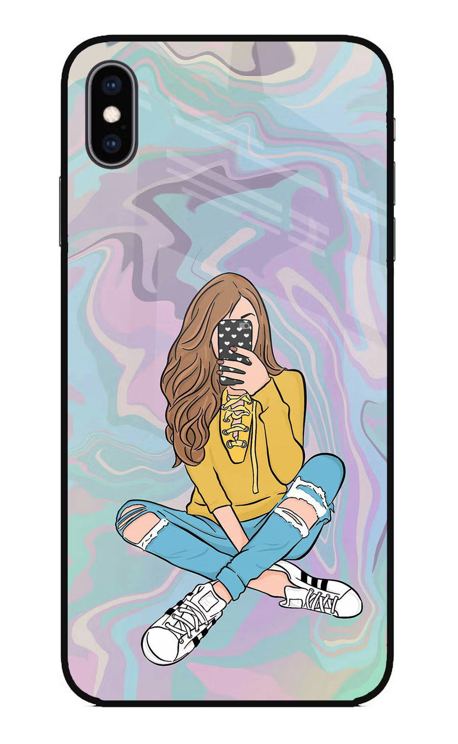 Selfie Girl iPhone XS Max Back Cover, Glass case