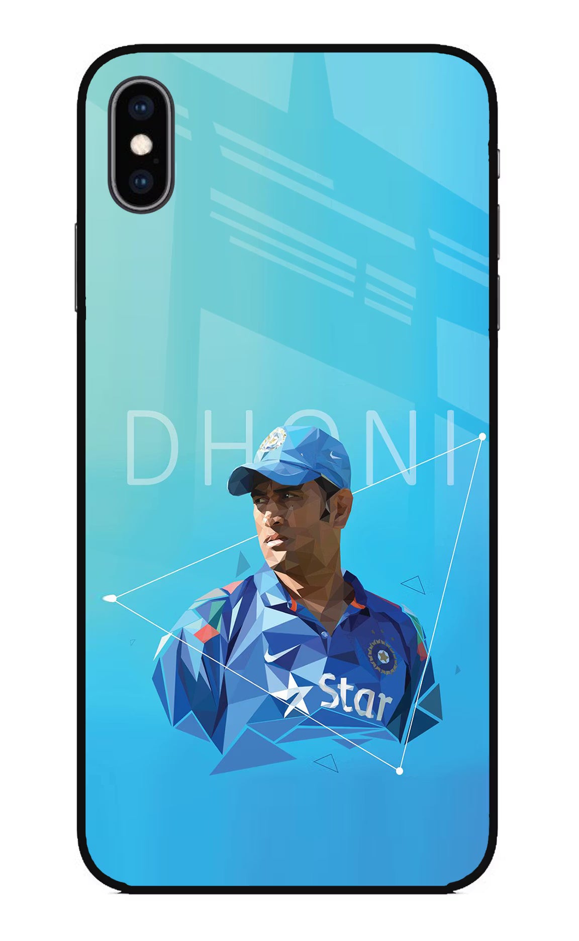 Dhoni Artwork iPhone XS Max Glass Case Back Cover by Casekaro