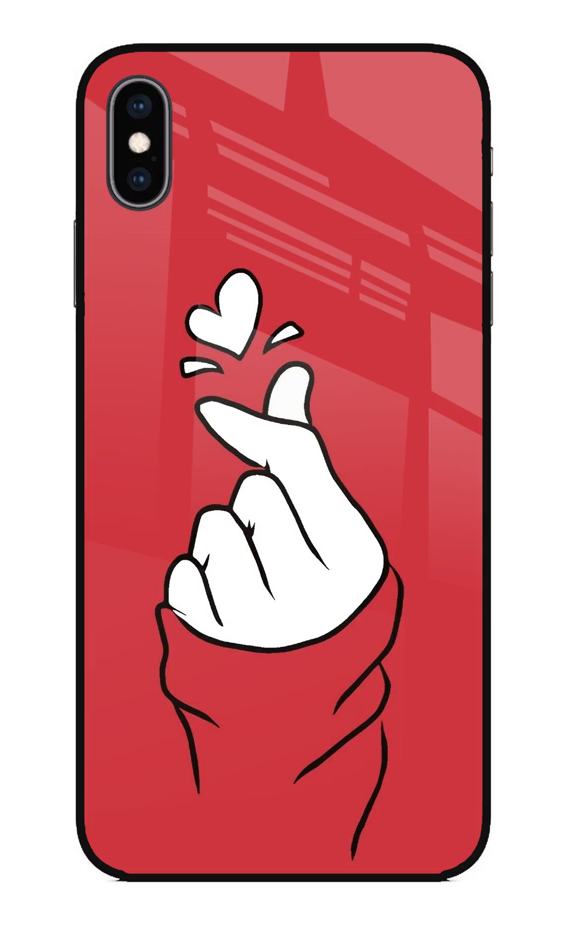Korean Love Sign iPhone XS Max Glass Case Back Cover by Casekaro
