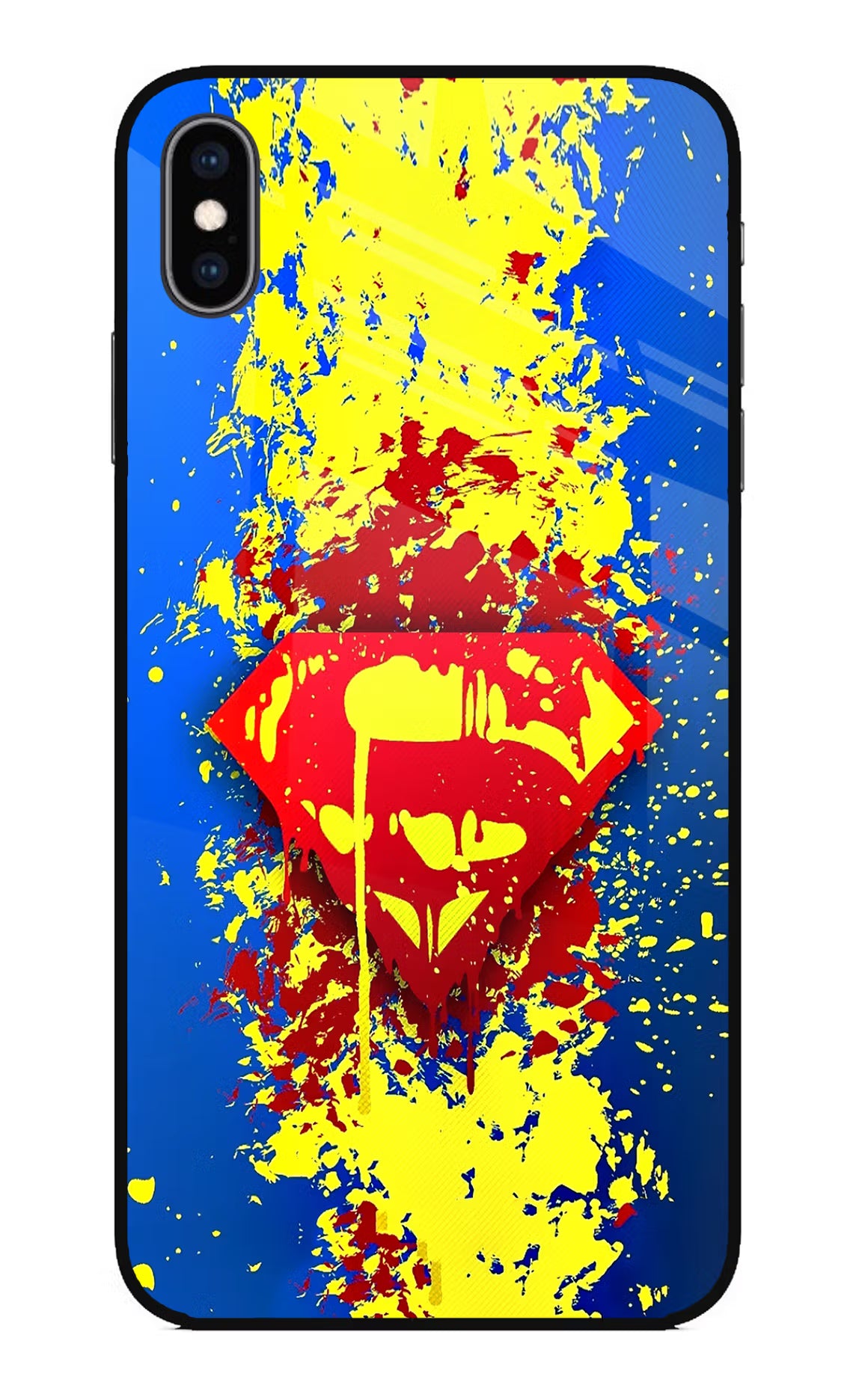 Superman logo iPhone XS Max Glass Case Back Cover by Casekaro