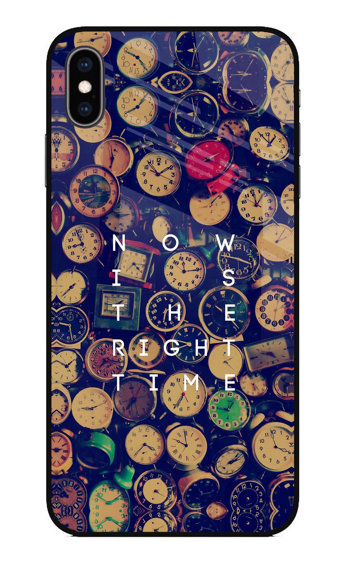 Now is the Right Time Quote iPhone XS Max Glass Case Back Cover by Casekaro