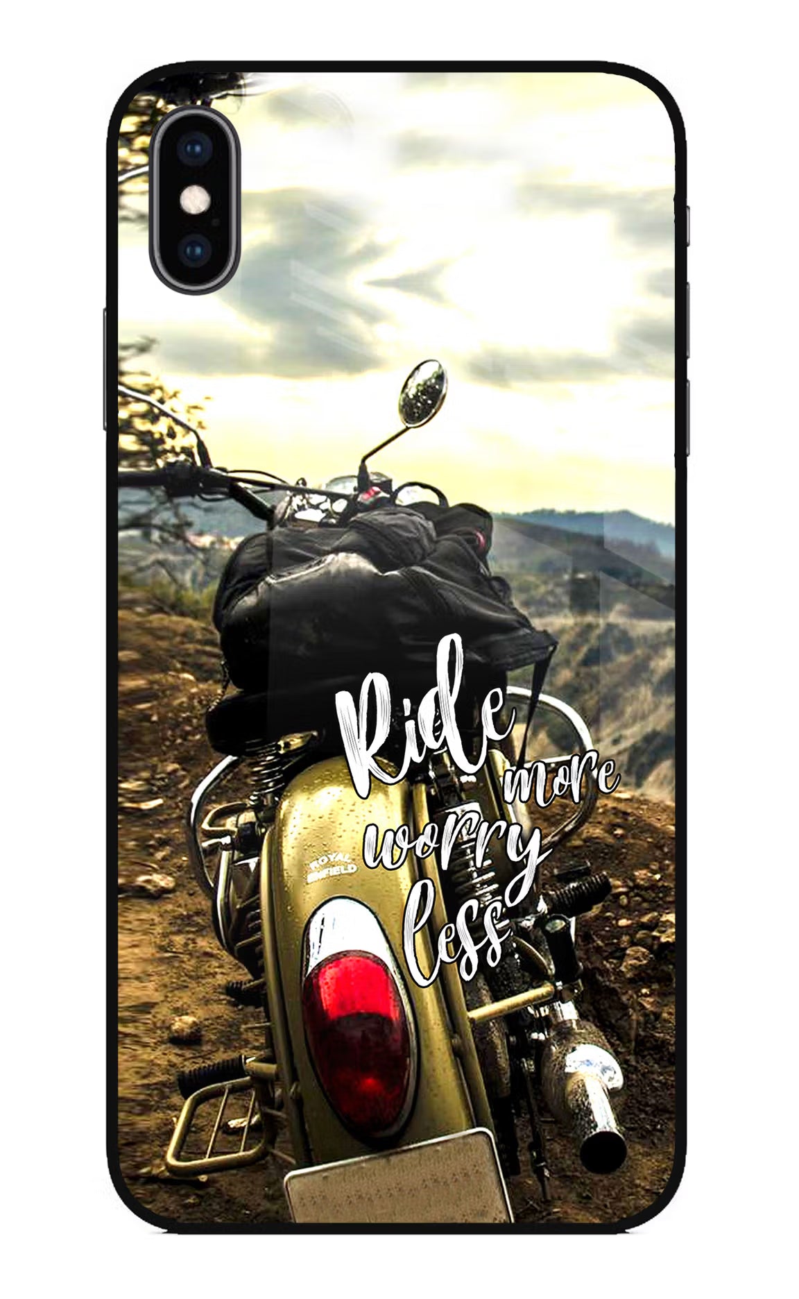 Ride More Worry Less iPhone XS Max Glass Case Back Cover by Casekaro