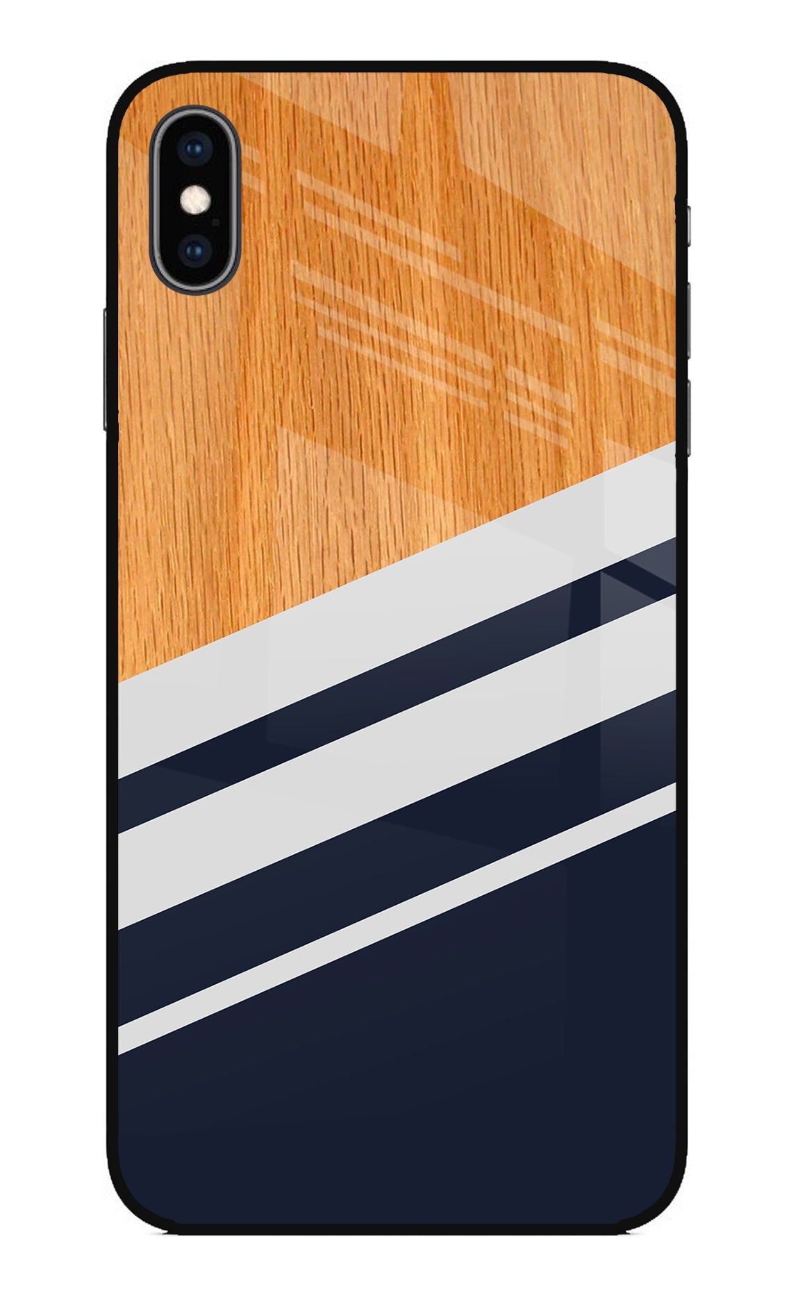 Blue and white wooden iPhone XS Max Back Cover