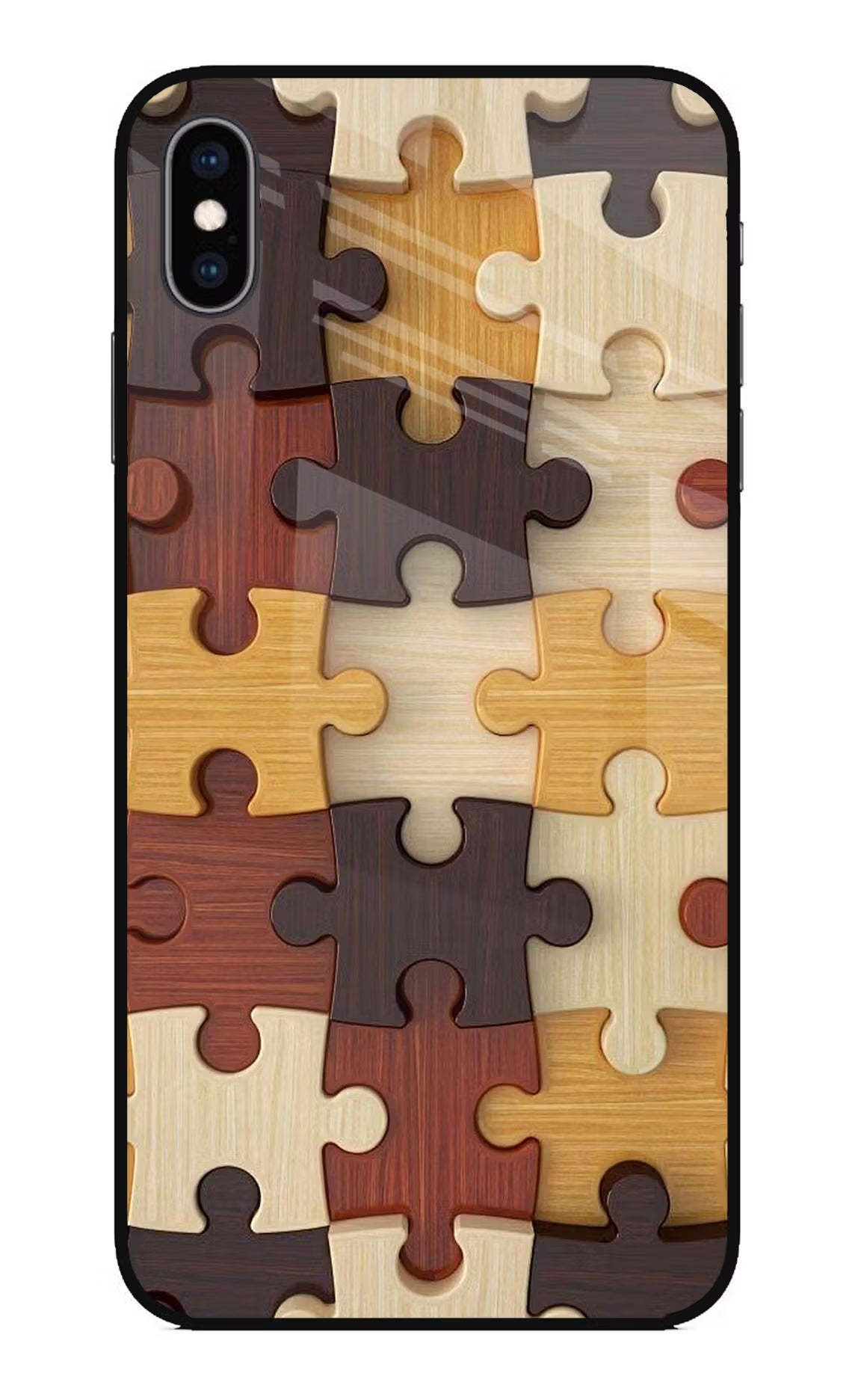 Wooden Puzzle iPhone XS Max Glass Case Back Cover by Casekaro
