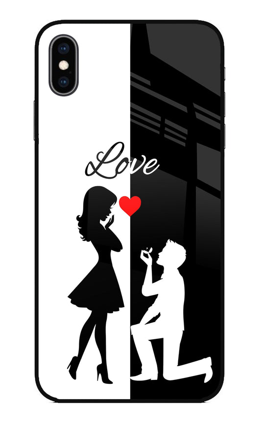 Love Propose Black And White iPhone XS Max Glass Case