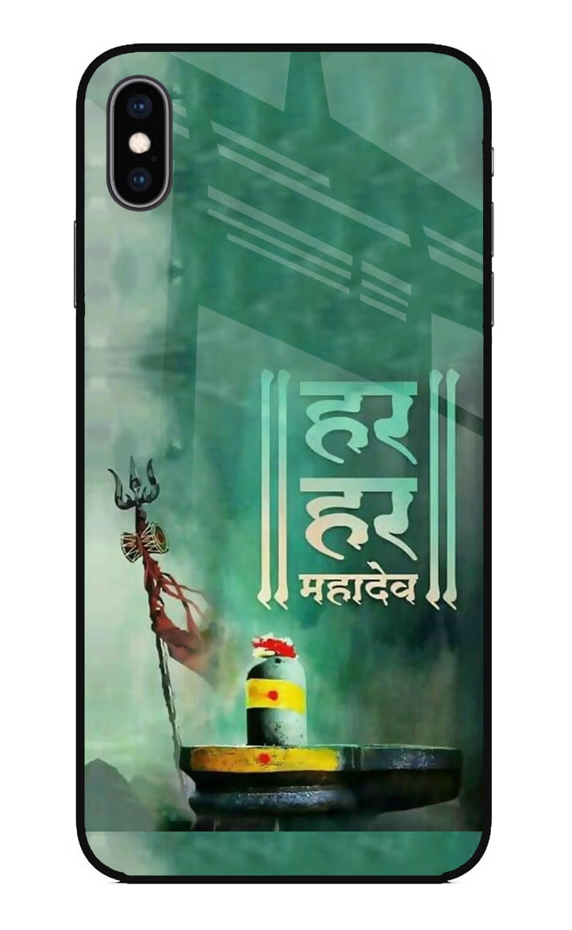 Har Har Mahadev Shivling iPhone XS Max Glass Case Back Cover by Casekaro