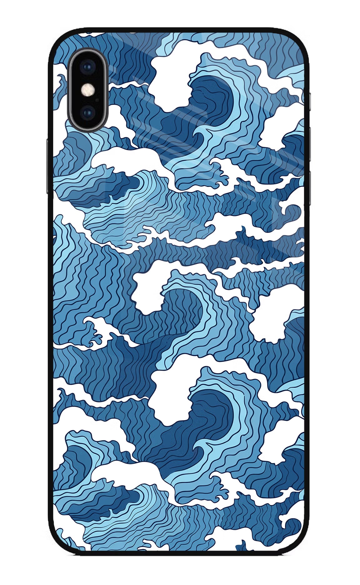 Blue Waves iPhone XS Max Glass Case Back Cover by Casekaro