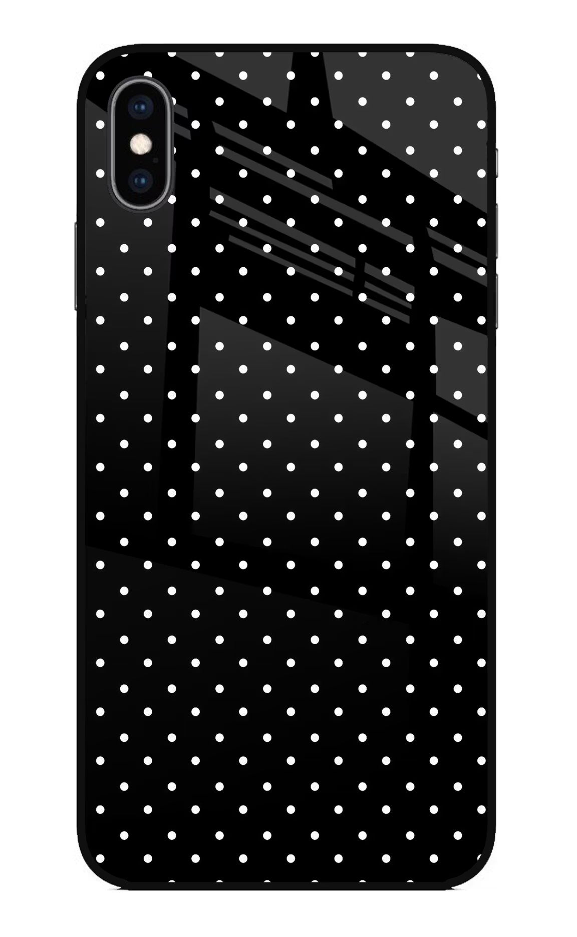 White Dots iPhone XS Max Glass Case Back Cover by Casekaro