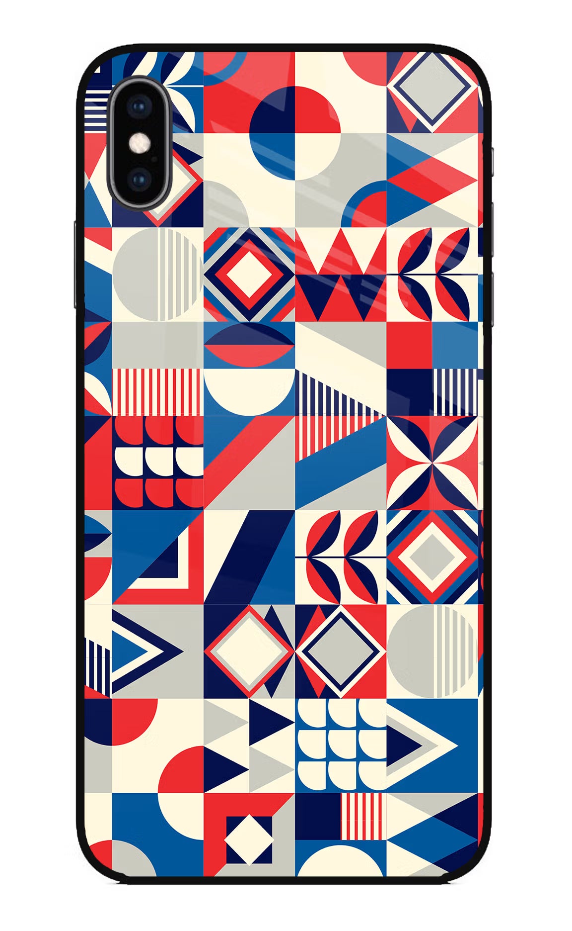 Colorful Pattern iPhone XS Max Glass Case Back Cover by Casekaro