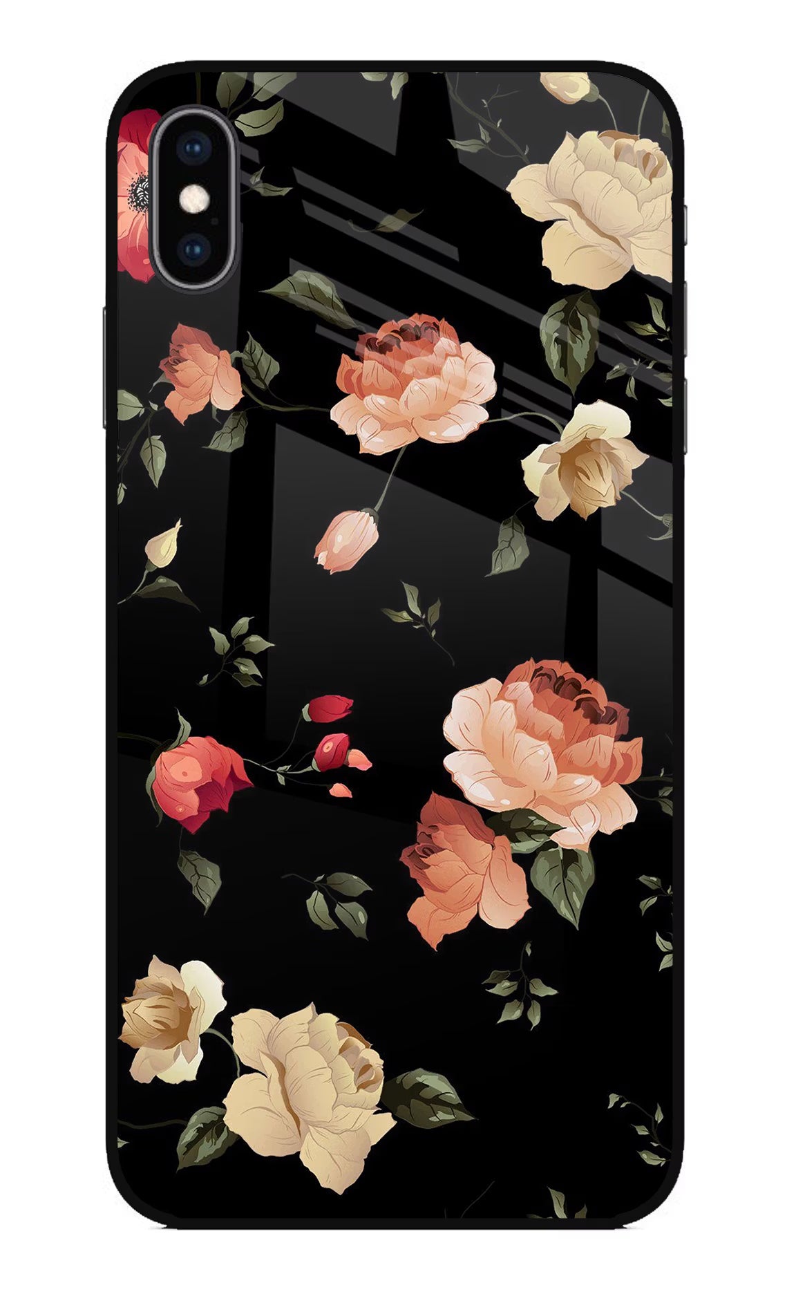 Flowers iPhone XS Max Glass Case Back Cover by Casekaro