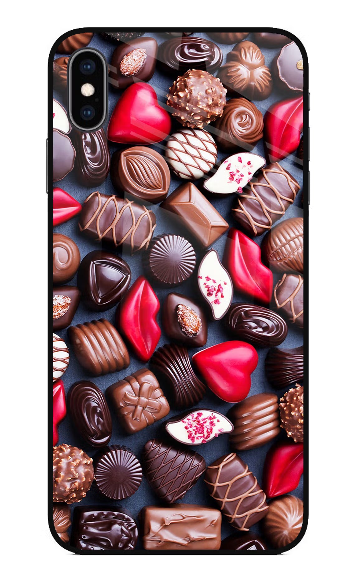 Chocolates iPhone XS Max Glass Case Back Cover by Casekaro