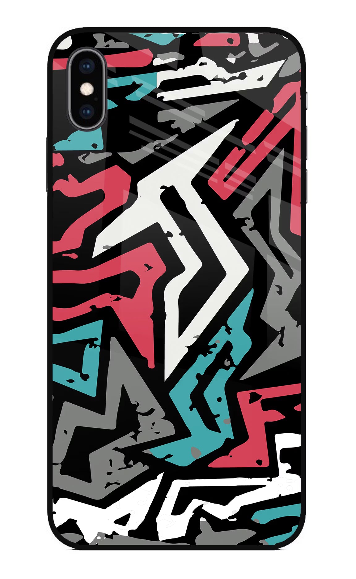 Geometric Graffiti iPhone XS Max Glass Case Back Cover by Casekaro