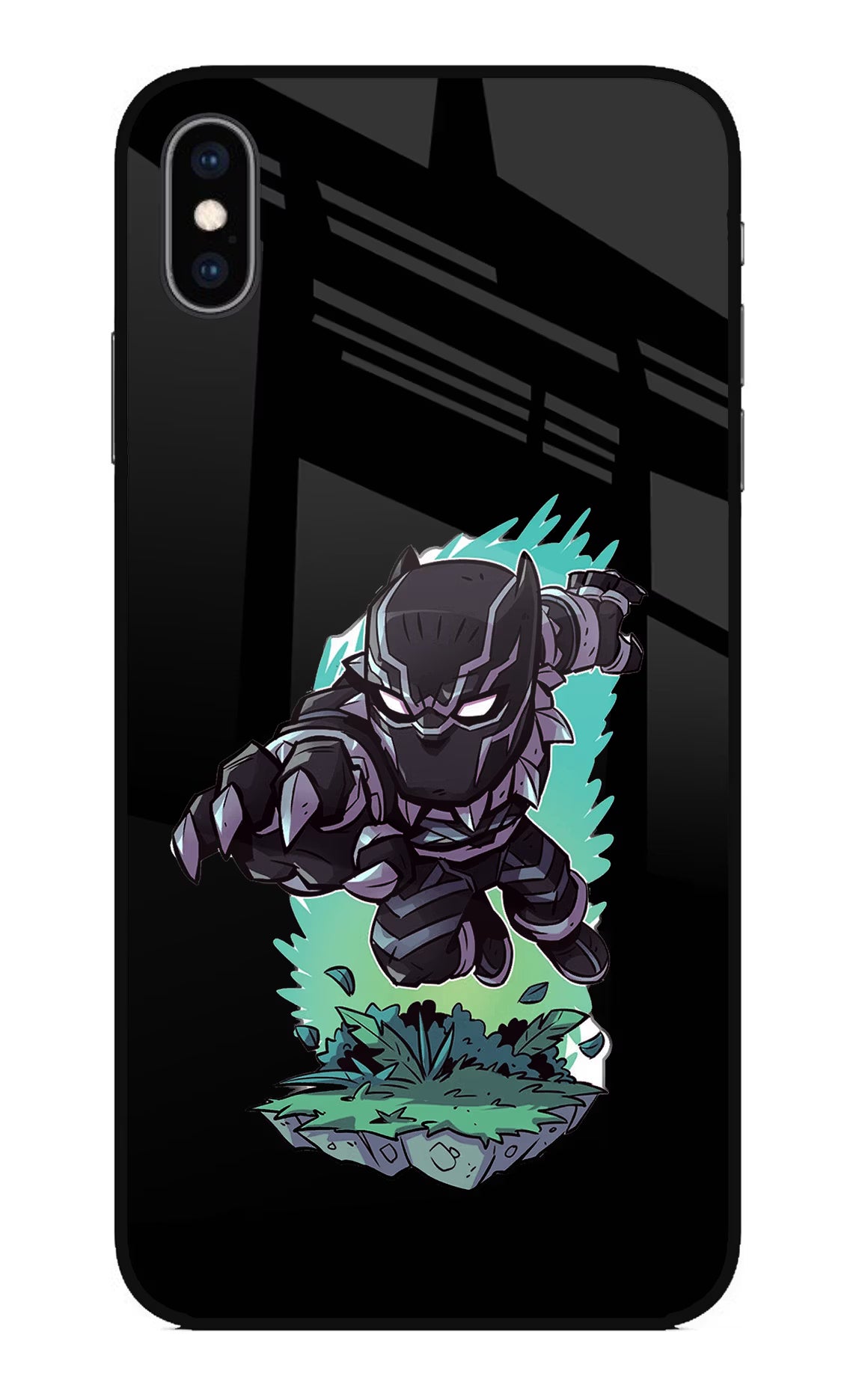 Black Panther iPhone XS Max Glass Case Back Cover by Casekaro
