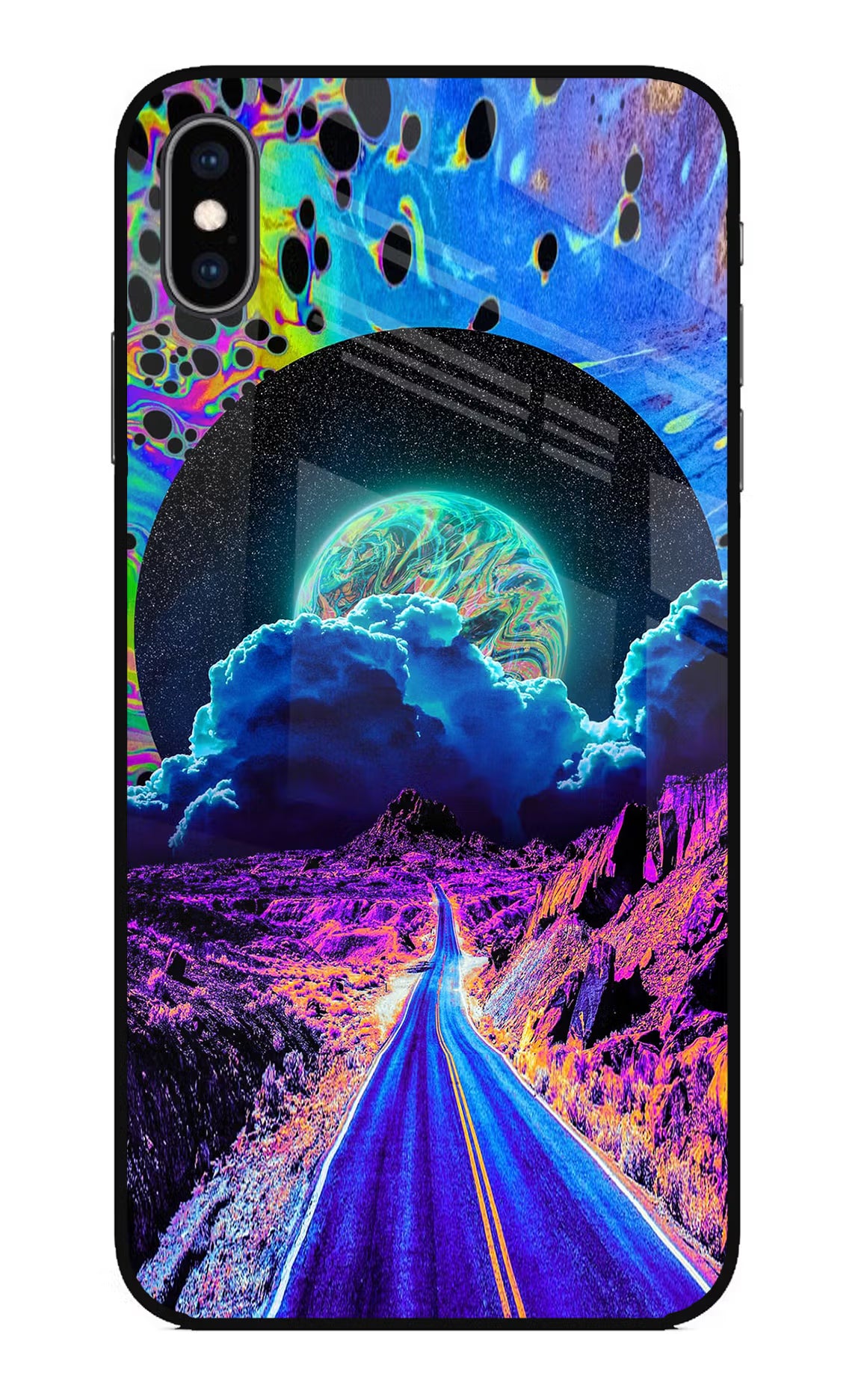 Psychedelic Painting iPhone XS Max Glass Case Back Cover by Casekaro