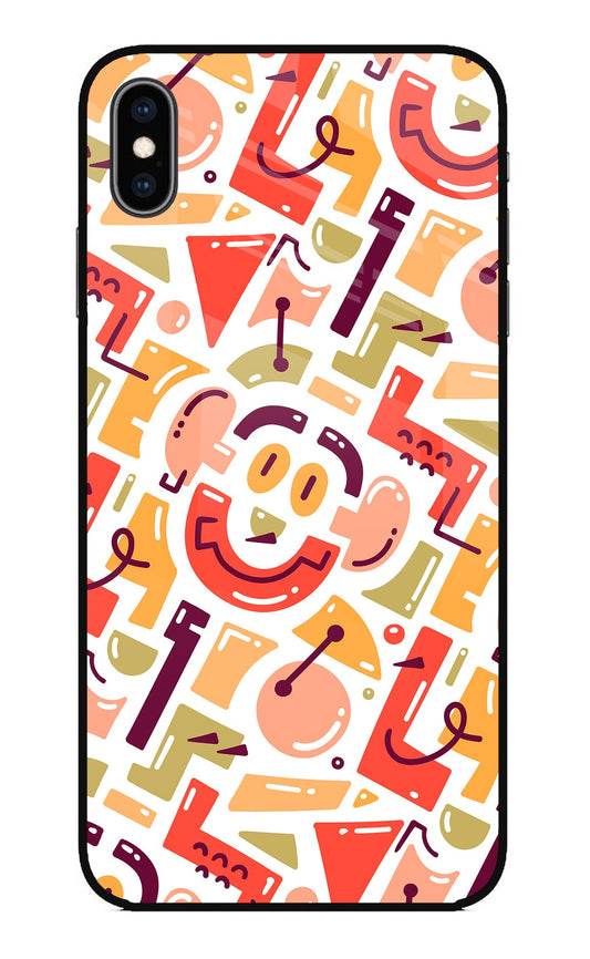 Doodle Pattern iPhone XS Max Glass Case