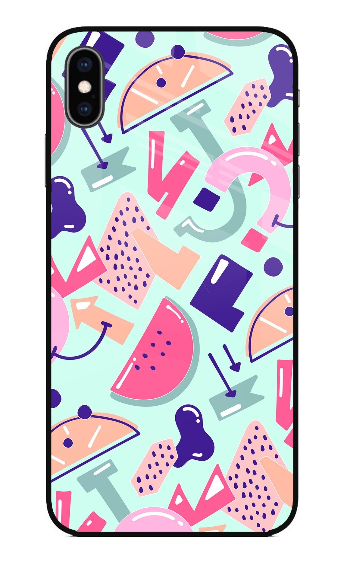 Doodle Pattern iPhone XS Max Glass Case